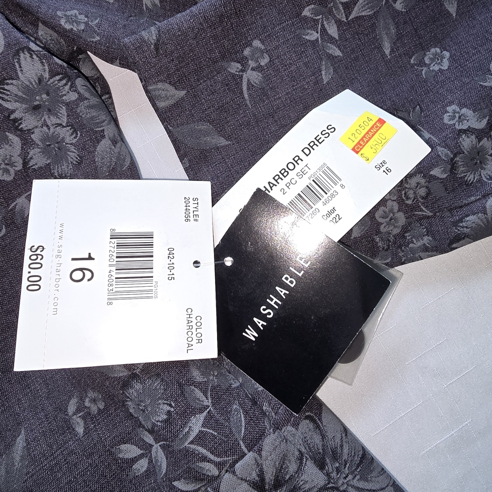 Sag Harbor Floral Gray Blazer Office Party Business NWT Sz 16 - Picture 9 of 9